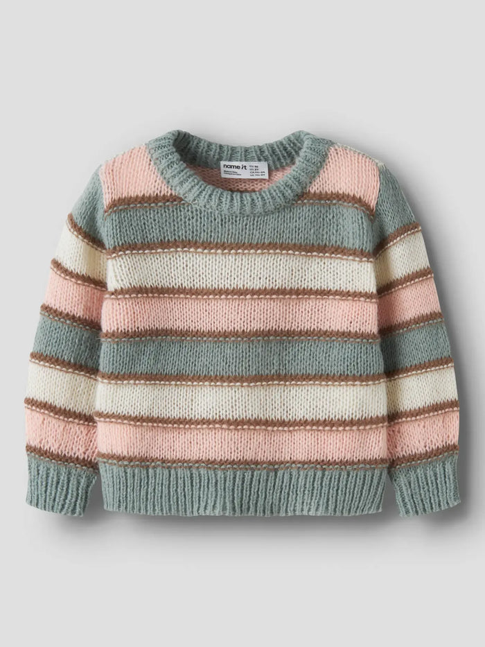 Maglione In Maglia Da Bambina A Righe Multicolor Verde S