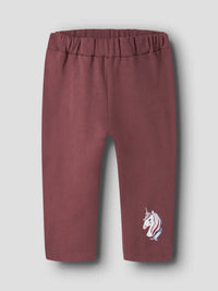 Pantaloni Tuta Bordeaux Con Unicorno