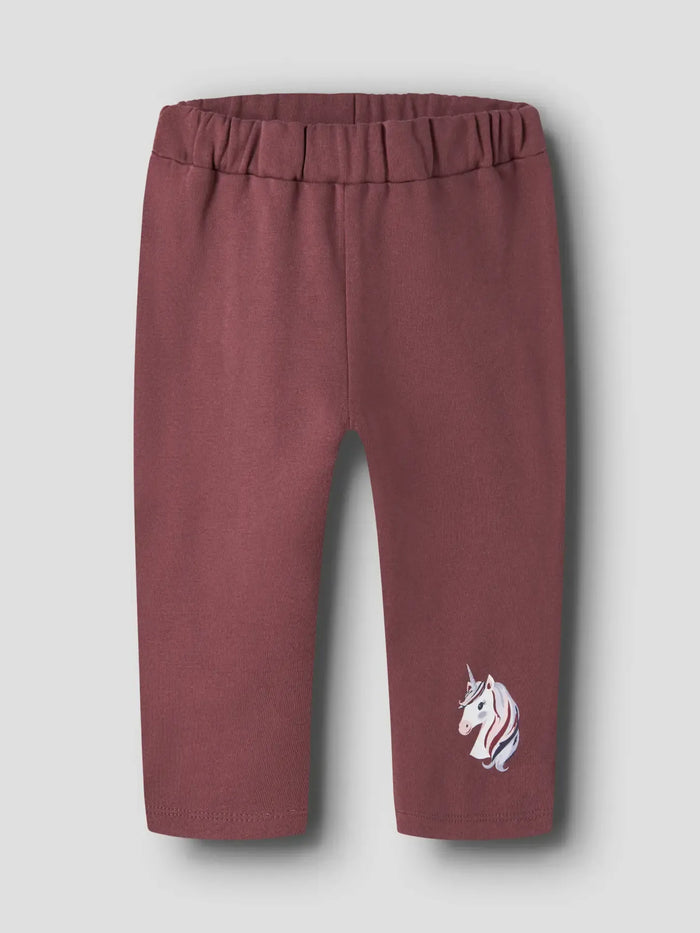 Pantaloni Tuta Bordeaux Con Unicorno