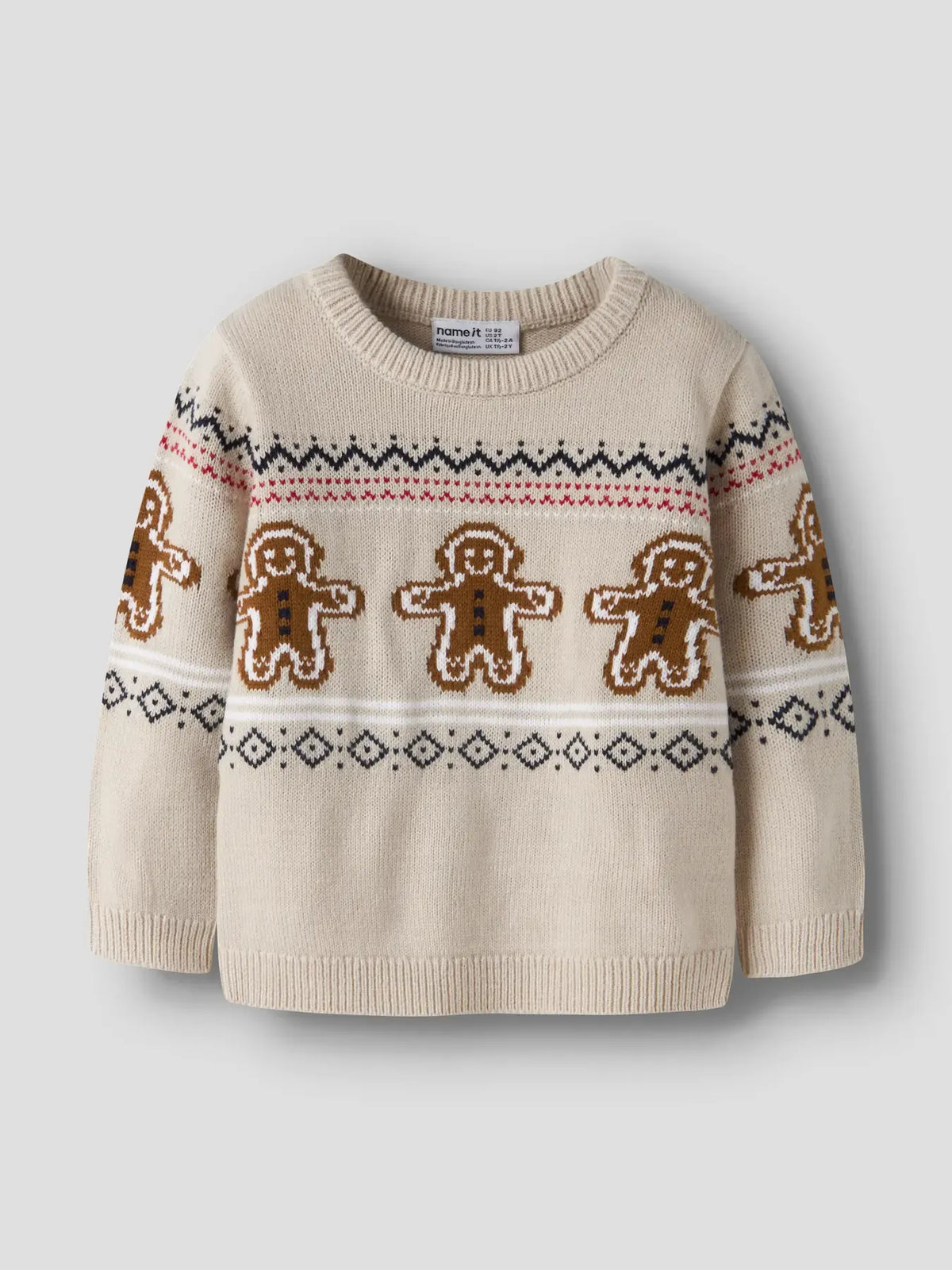 Maglione Natalizio Beige Con Omini Pan Di Zenzero