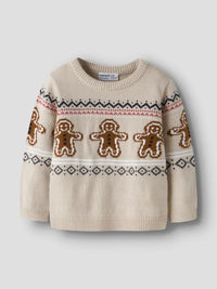 Maglione Natalizio Beige Con Omini Pan Di Zenzero