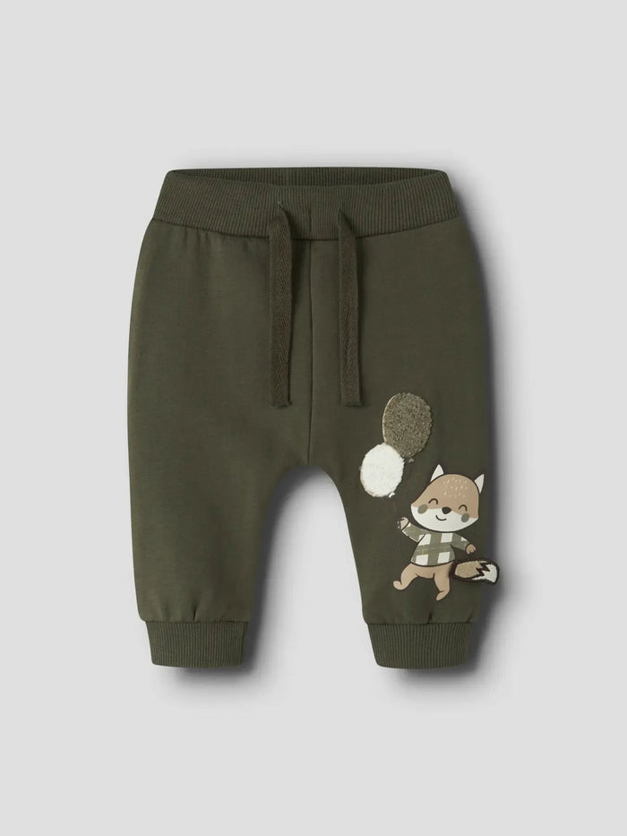 Pantalone Verde Militare Con Scoiattolo E Palloncini