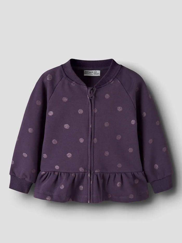 Felpa Viola Scuro A Pois Bimba