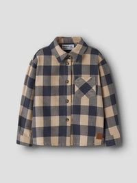 Camicia A Quadri Beige E Blu