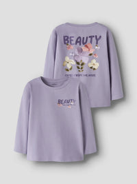 Maglia Manica Lunga Lilla Con Fiori