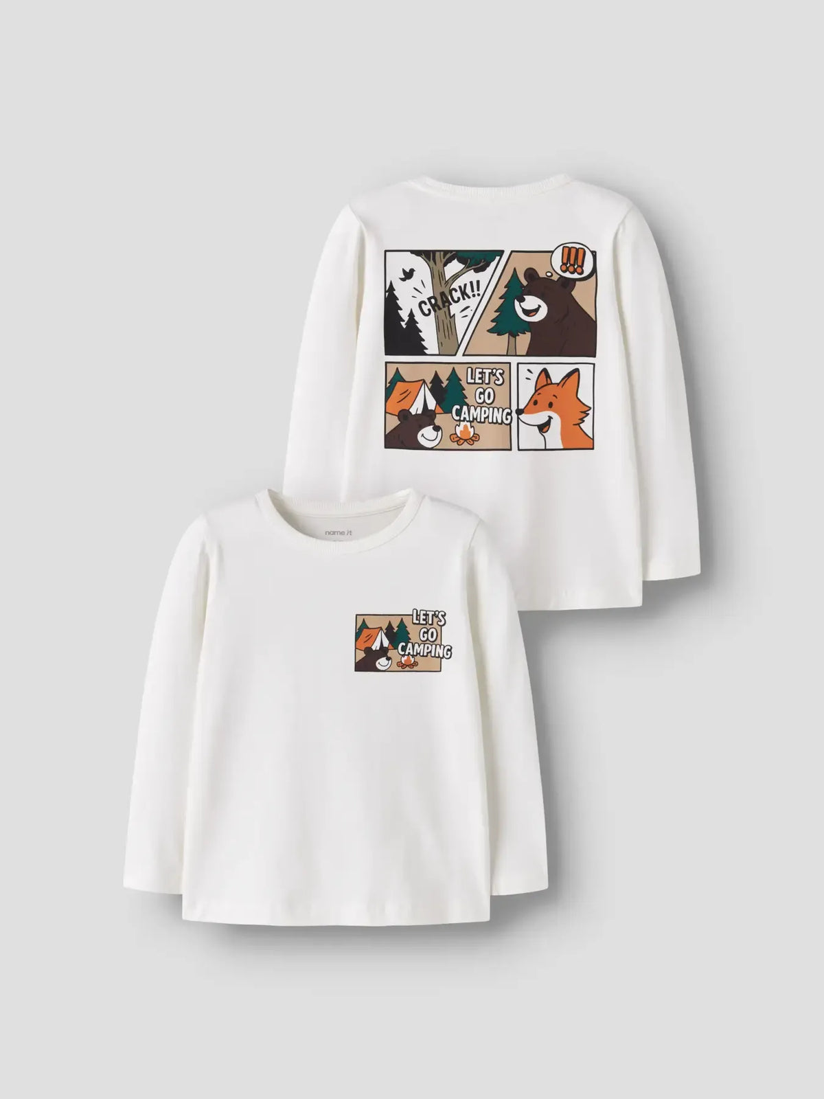 Maglia Manica Lunga Panna Con Animali E Fumetto