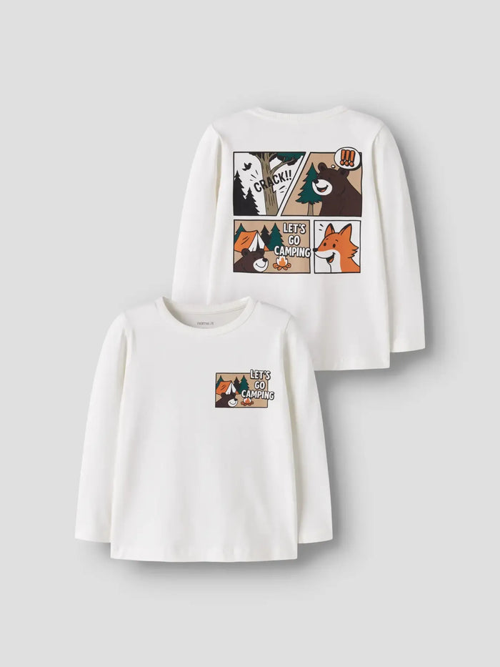 Maglia Manica Lunga Panna Con Animali E Fumetto