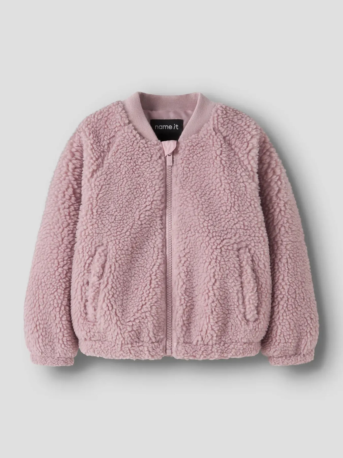 Giacca Bomber In Pile Teddy Da Bambina  Rosa Antico