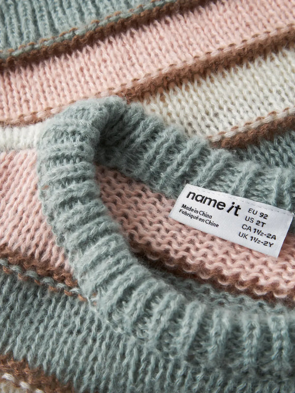 Maglione In Maglia Da Bambina A Righe Multicolor Verde S
