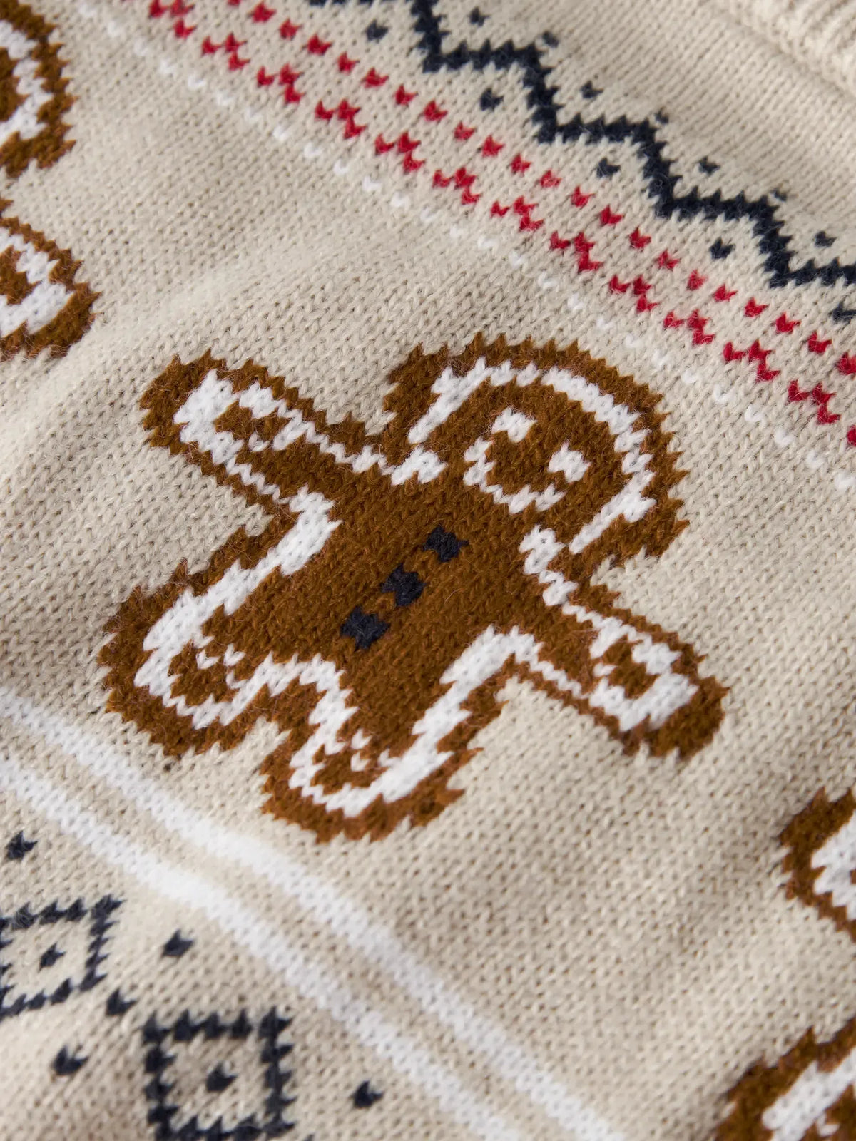 Maglione Natalizio Beige Con Omini Pan Di Zenzero