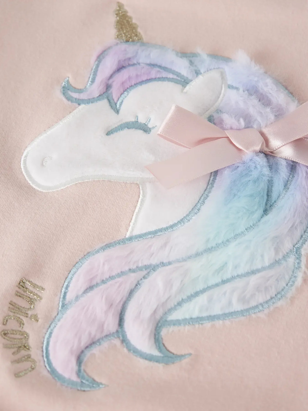 Felpa Girocollo Con Unicorno Rosa Chiaro