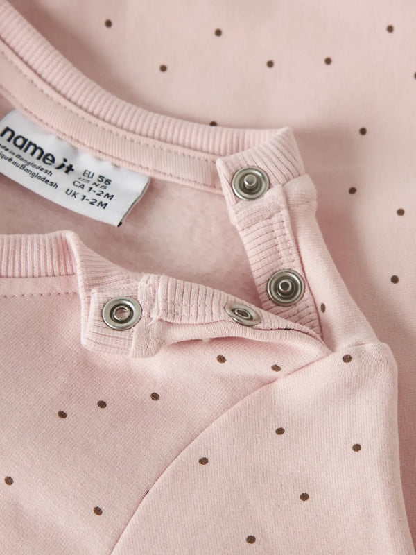 Felpa Da Neonata Con Pois E Patch Fiore Rosa