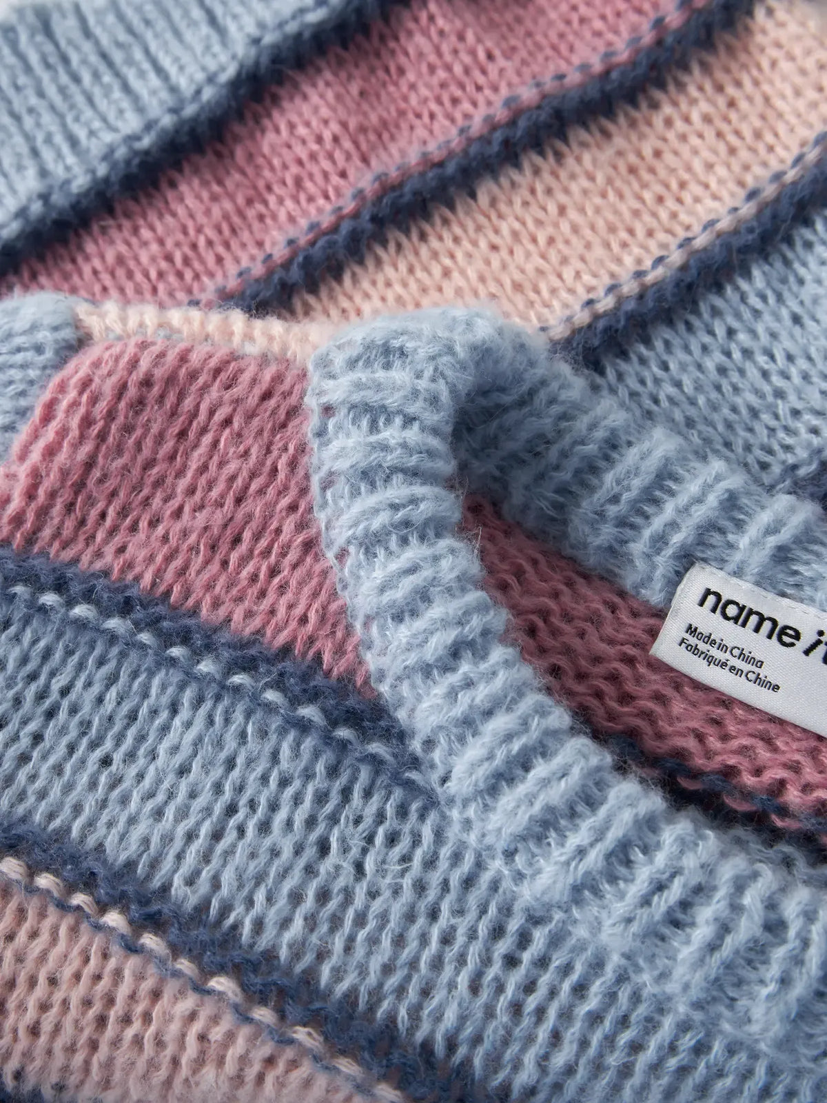 Maglione In Maglia Da Bambina A Righe Multicolor Azzurro