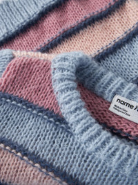 Maglione In Maglia Da Bambina A Righe Multicolor Azzurro