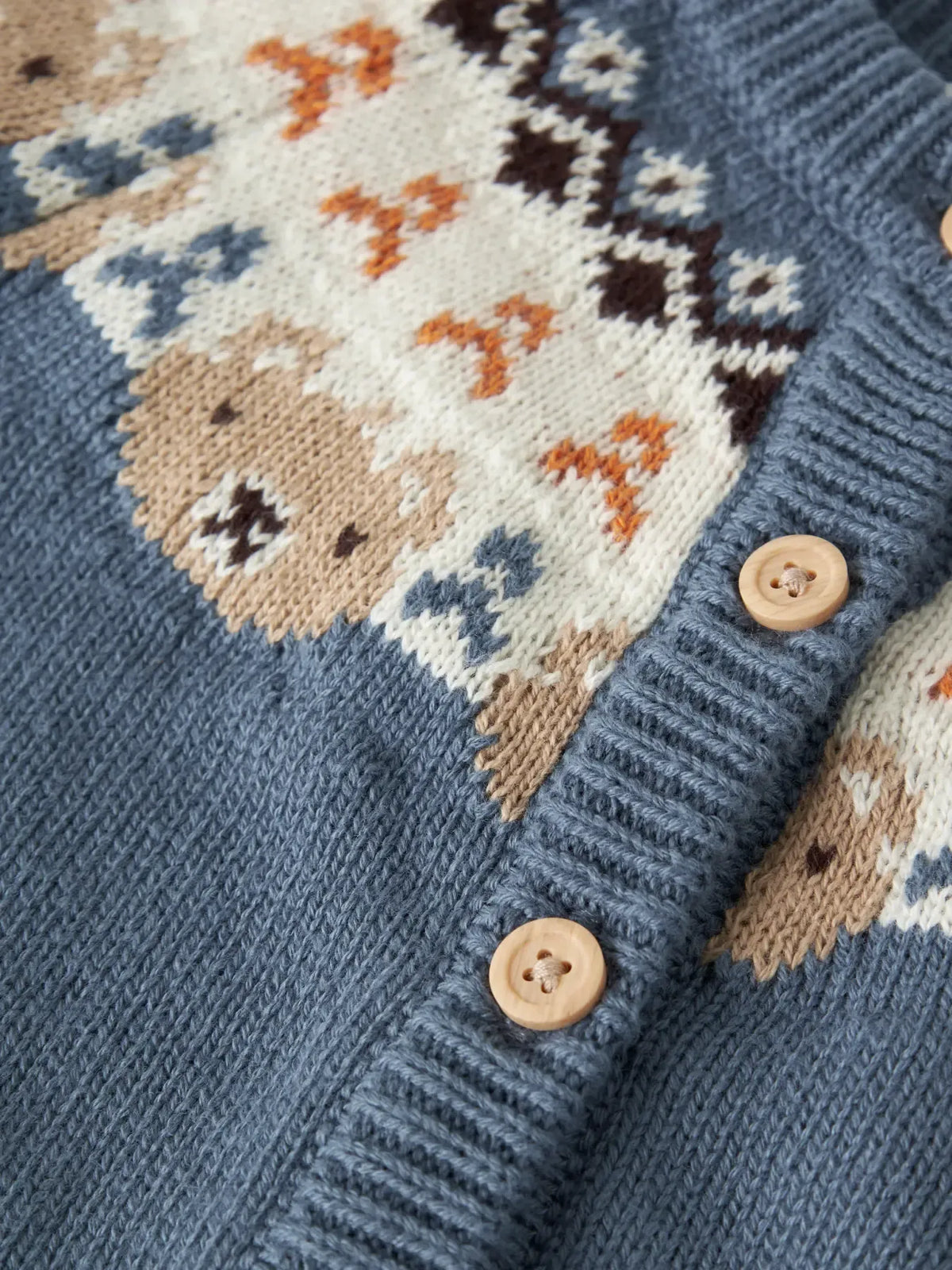 Cardigan In Maglia Azzurro Polvere Con Orsetti