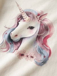 Maglia Da Bambina A Maniche Lunghe Con Unicorno Bianca