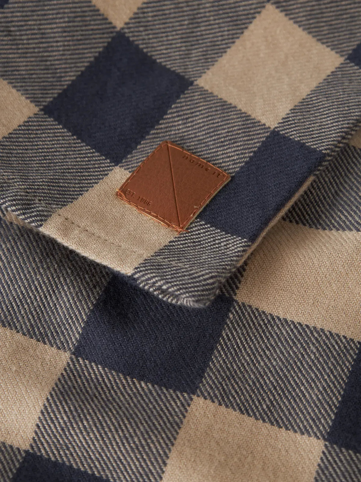 Camicia A Quadri Beige E Blu
