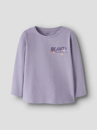 Maglia Manica Lunga Lilla Con Fiori