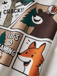 Maglia Manica Lunga Panna Con Animali E Fumetto