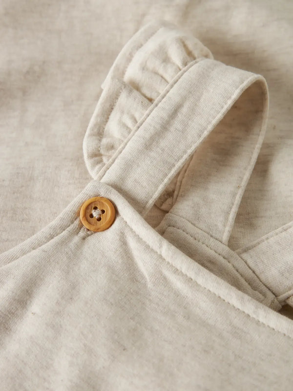 Salopette In Felpa Con Volant Beige Chiaro