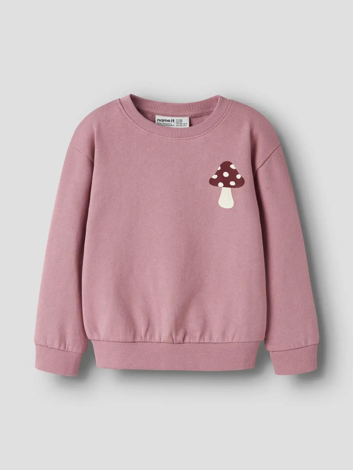 Felpa Girocollo Rosa Con Stampa Funghi