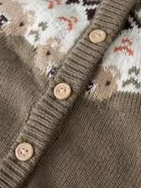 Cardigan In Maglia Marrone Con Orsetti