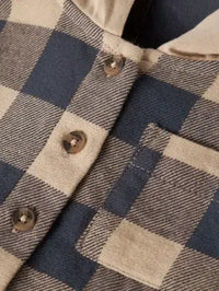 Giacca-Camicia A Quadri Con Cappuccio Beige E Blu