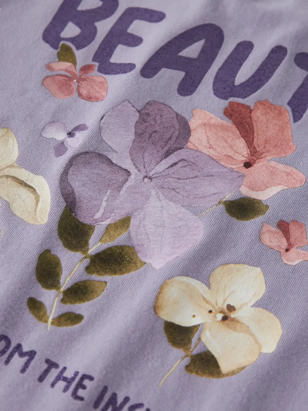 Maglia Manica Lunga Lilla Con Fiori