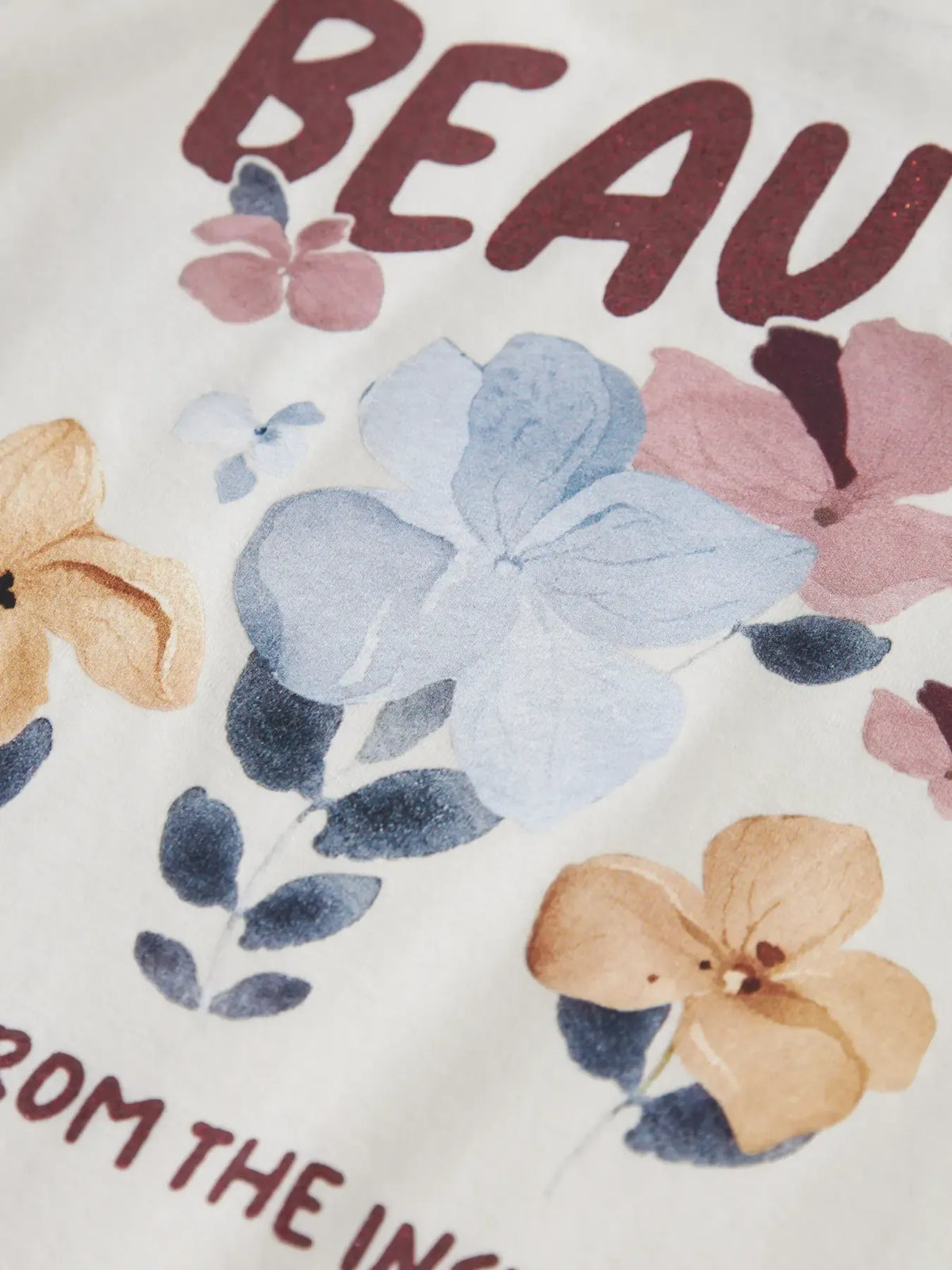 Maglia Manica Lunga Panna Con Fiori