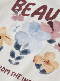 Maglia Manica Lunga Panna Con Fiori