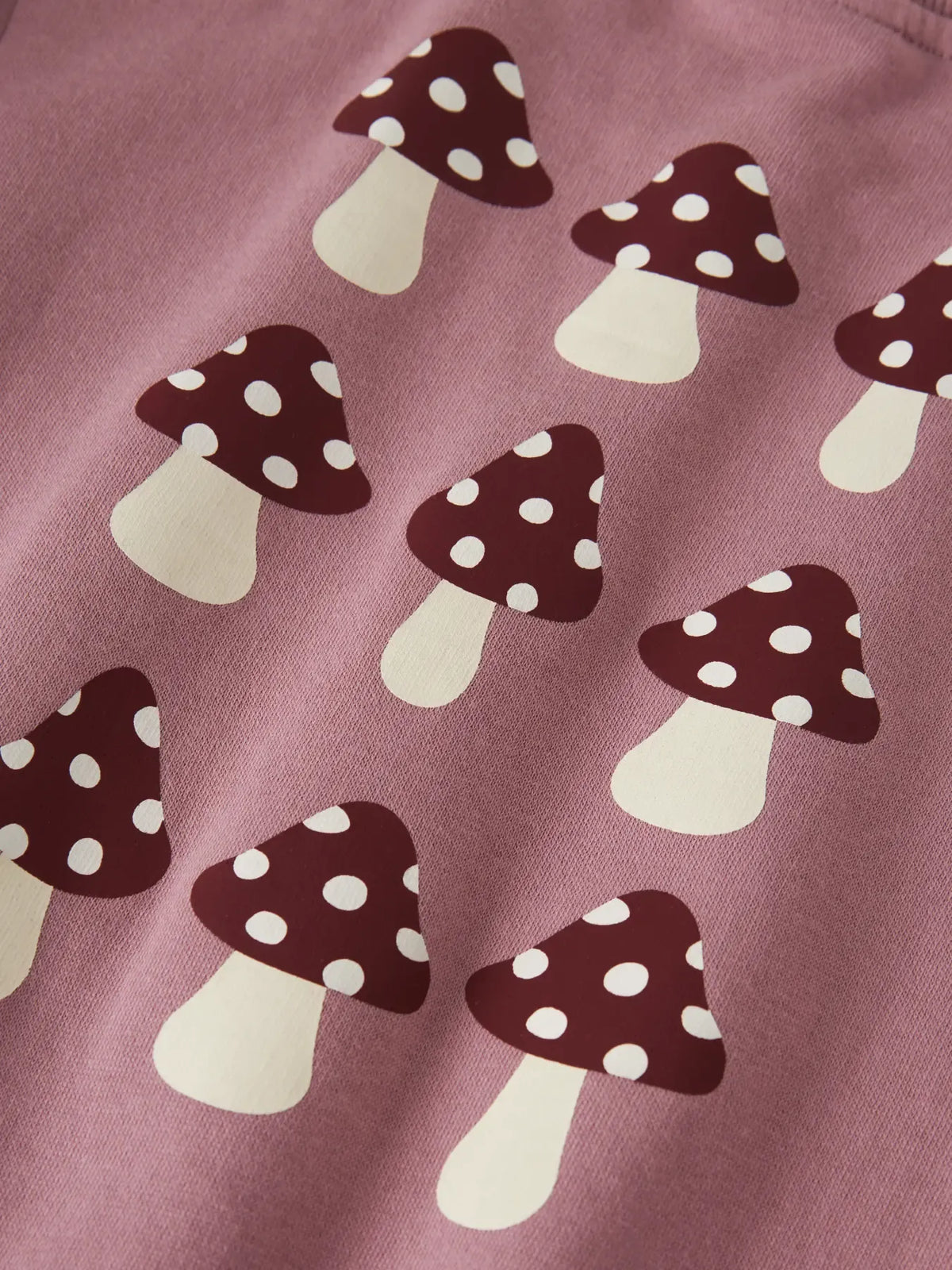 Felpa Girocollo Rosa Con Stampa Funghi