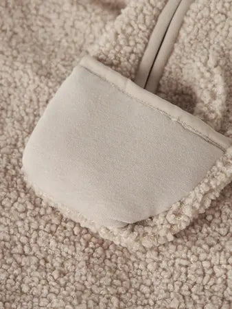 Tuta Intera Neonato In Pile Teddy Con Cappuccio Beige