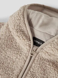 Tuta Intera Neonato In Pile Teddy Con Cappuccio Beige