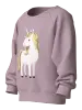 Felpa Da Bambina Girocollo Con Stampa Unicorno Grigia