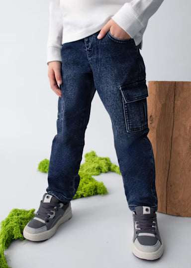 Pantalone Soft Denim Cargo Blue Black