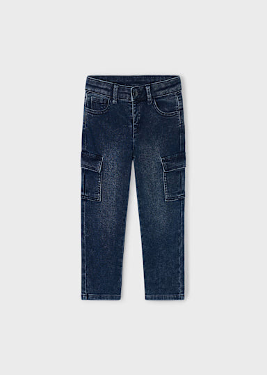 Pantalone Soft Denim Cargo Blue Black