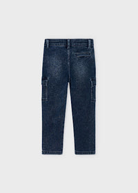 Pantalone Soft Denim Cargo Blue Black