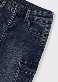 Pantalone Soft Denim Cargo Blue Black