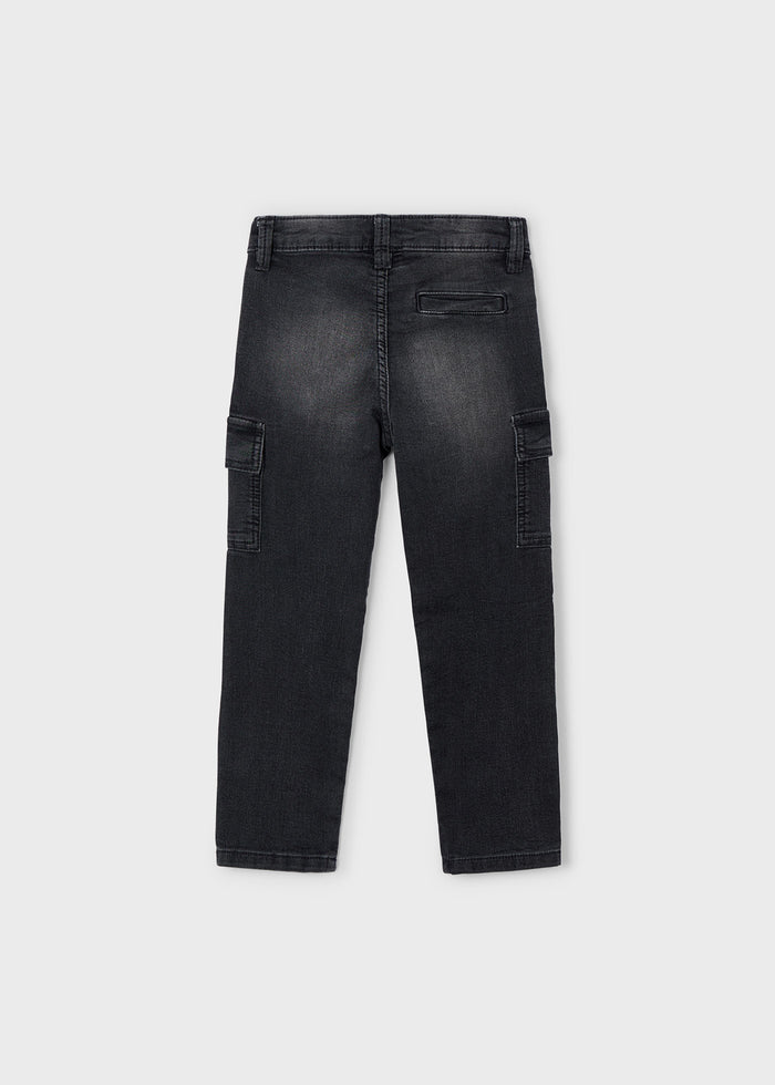 Pantalone Soft Denim Cargo Nero