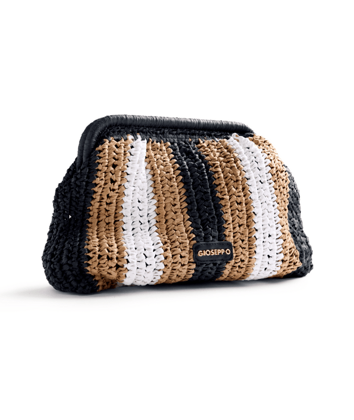 Pochette In Paglia Intrecciata Tricolore