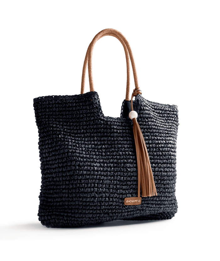 Shopping Bag Gioseppo In Paglia Intrecciata Nera