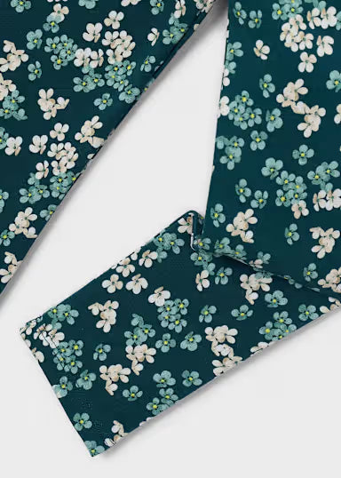Leggings Felpa Stampa Ninfea Verde