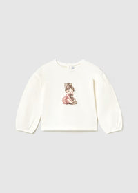 Shirt Manica Lunga Grafica Ecru