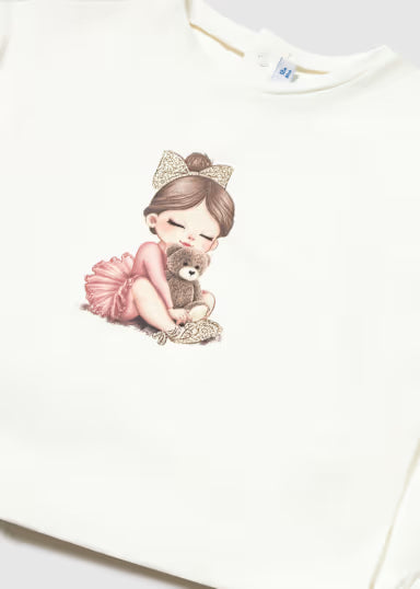 Shirt Manica Lunga Grafica Ecru