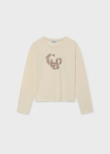 Maglietta Manica Lunga Basico Crema Fard