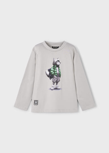 Maglietta Manica Lunga Wolf Fumo