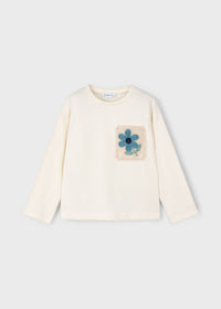 Maglietta Manica Lunga Tasca Crochet Macchiato