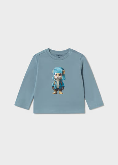 Maglietta Manica Lunga Tigre Azzurro
