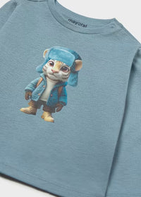 Maglietta Manica Lunga Tigre Azzurro