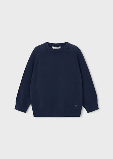 Maglione Collo Tondo Basico Tinta Blu